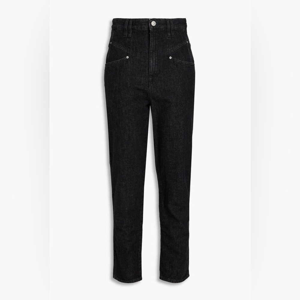 Isabele Marant High Rise Crop Jeans Tapered Black Raw Hem
